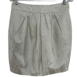 NWT Mignon Doo Anthropologie Metallic high waisted skirt cream & silver size 4